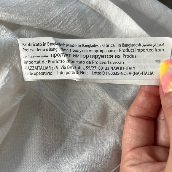 Piazza Italia Tank Top Cami Size M White Broderie Anglaise Tiered Made in Italy - Picture 13 of 15